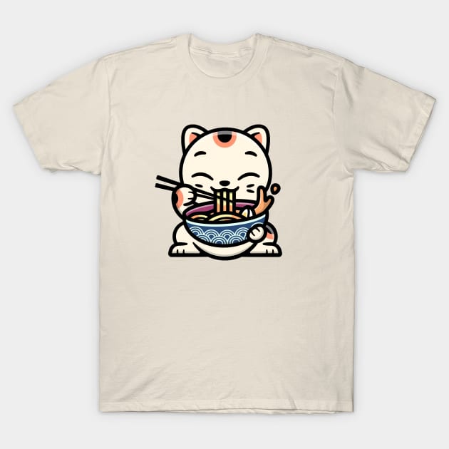 Ramen T-Shirt Cat Tshirt Kawaii Anime Tee Japanese Gift T-Shirt T-Shirt by Rivenfalls